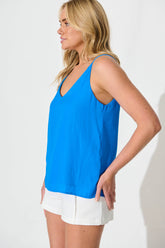 Bright Blue Satin Cami Top by Rowland